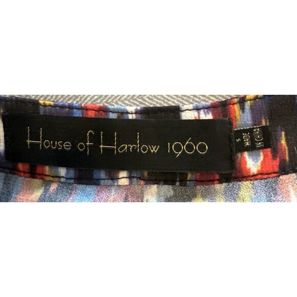 House Of Harlow 1960 X Revolve Joli Tie Cuff Polyester Multicolor Blouse Sz S - Picture 7 of 12